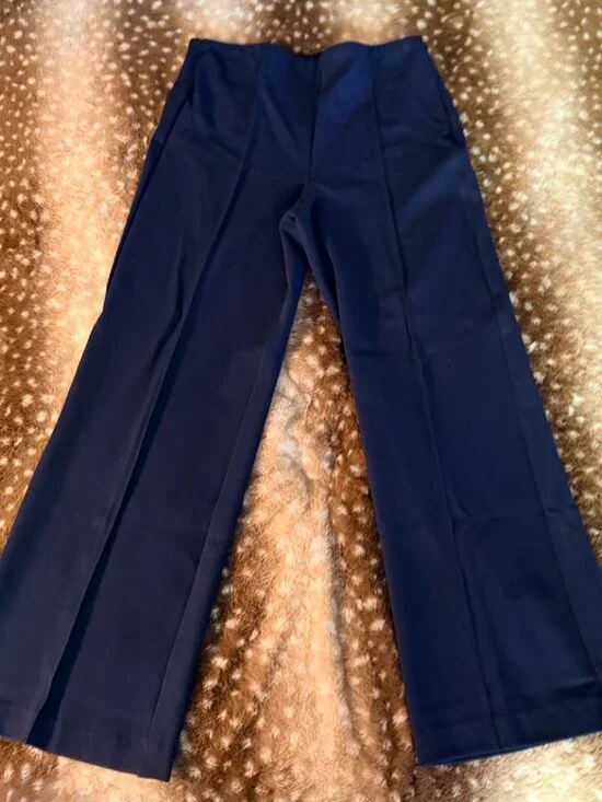 Ann Taylor Navy Wide Leg Pants High Rise Stretch Workwear 12 - Picture 2 of 8